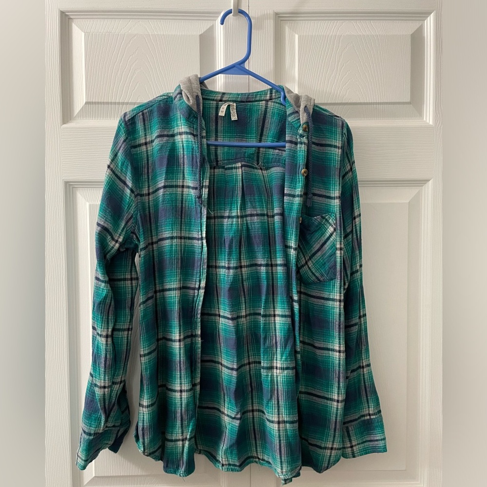 🐷Mudd hooded flannel shirt🐷